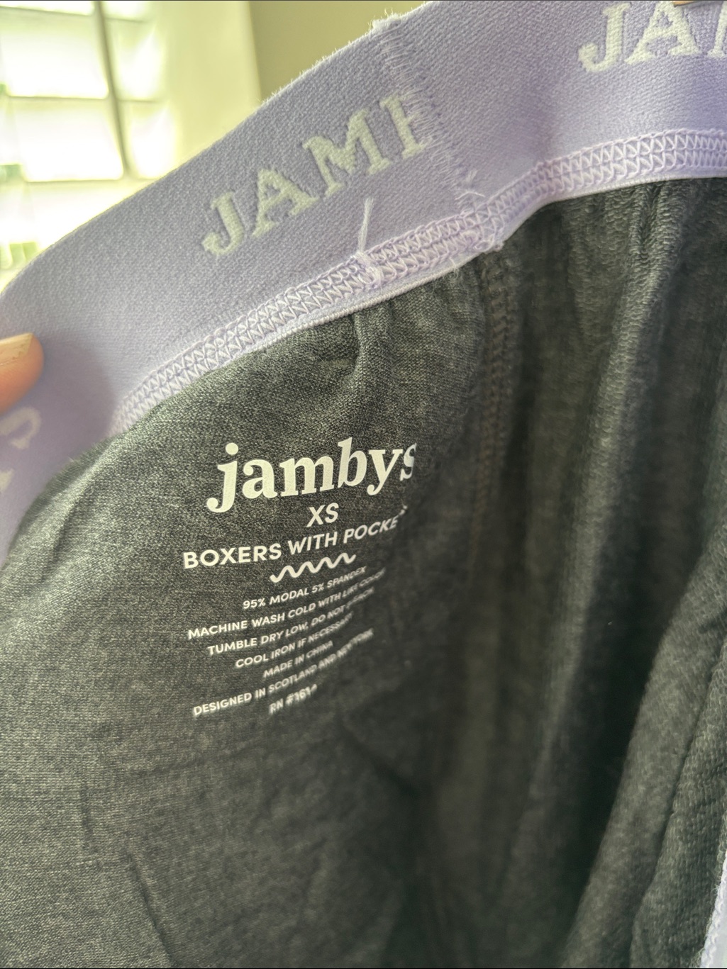 Jambys Boxers With Pockets Shorts Women's Xs Charcoal Gray Light Lavender — image 3 of 3